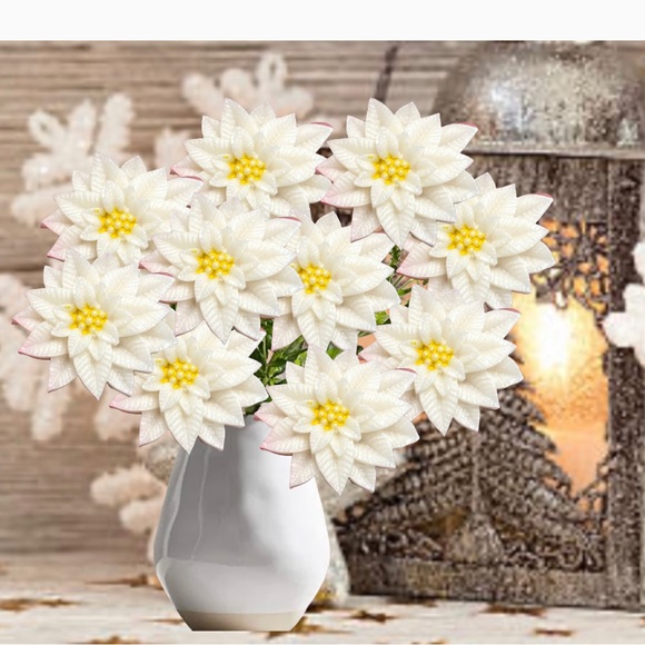 Set 6, Christmas Poinsettia Flower, Artisian Holiday, Baby Shower, Bathroom - Picture 11 of 13